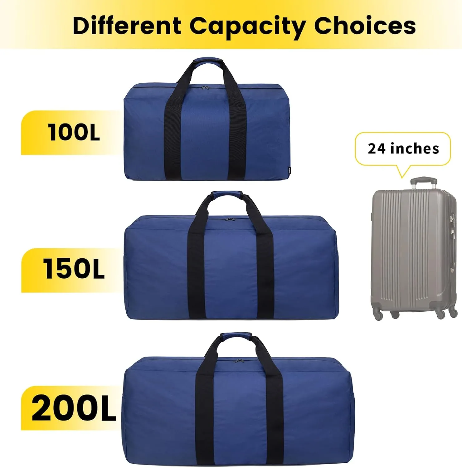 Vorspack Extra Large Duffle Bag for Travel - 100L Duffel Bag for Men Gear Bag for Storage Foldable Weekender Bag for Overnight Camping - Blue