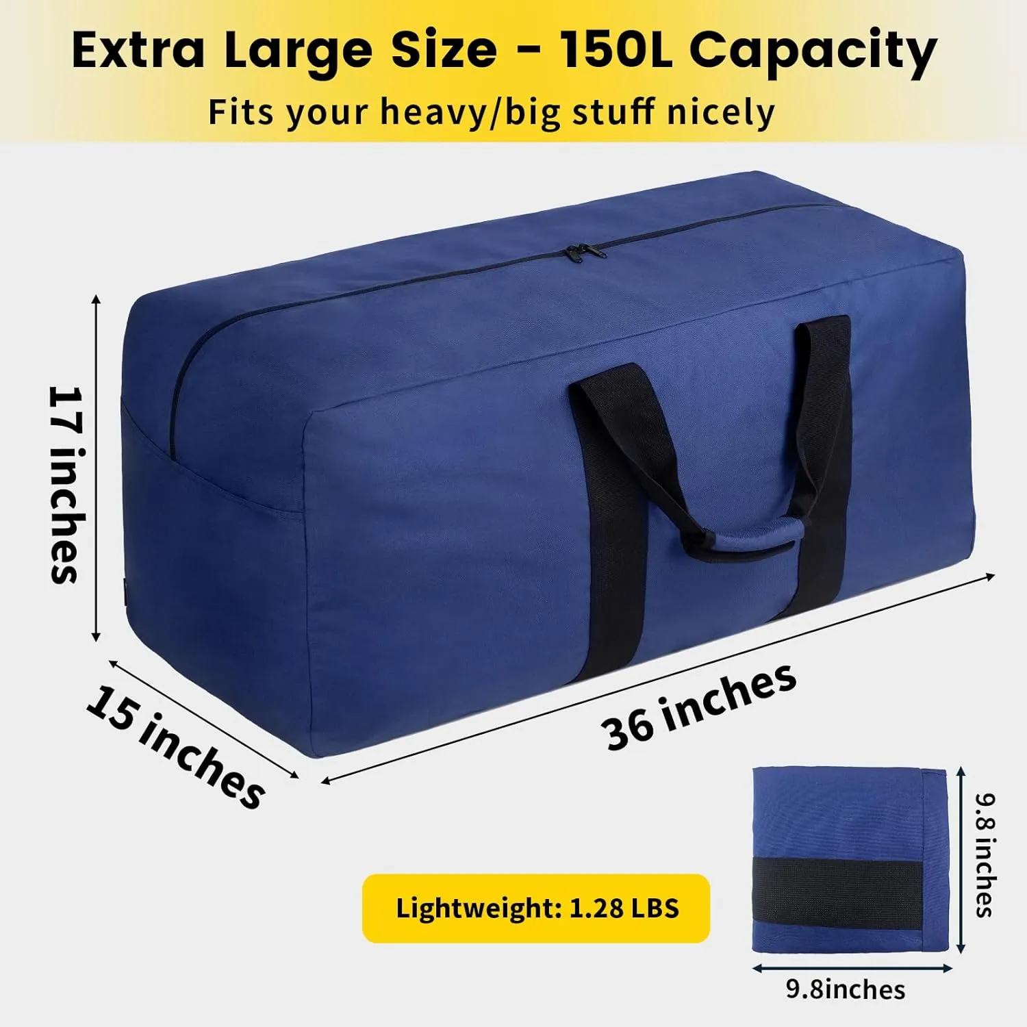 Vorspack Extra Large Duffle Bag for Travel - 150L Duffel Bag for Men Gear Bag for Storage Foldable Weekender Bag for Overnight Camping - Blue