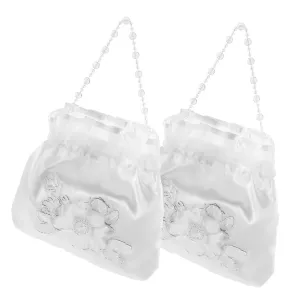 VOSAREA Bride Purses 2pcs Bridal Money Bag Elegant Wedding Day Clutch Purses for Bridesmaids