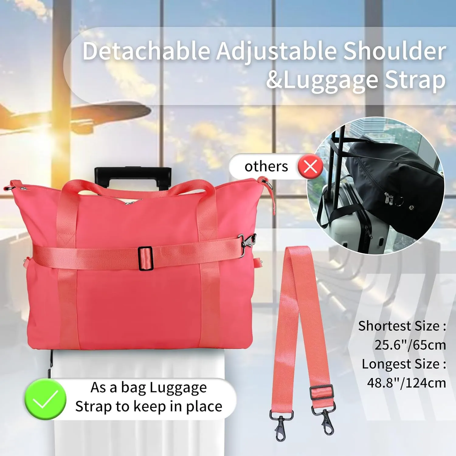 WALNEW Travel Duffle Bag for Women - Water-resistant Duffle Bag with Wet Pocket, Carry On Personal Item Travel Bag, Weekender Overnight Bag, Hospital Bag for Women Labor Delivery, Living Coral
