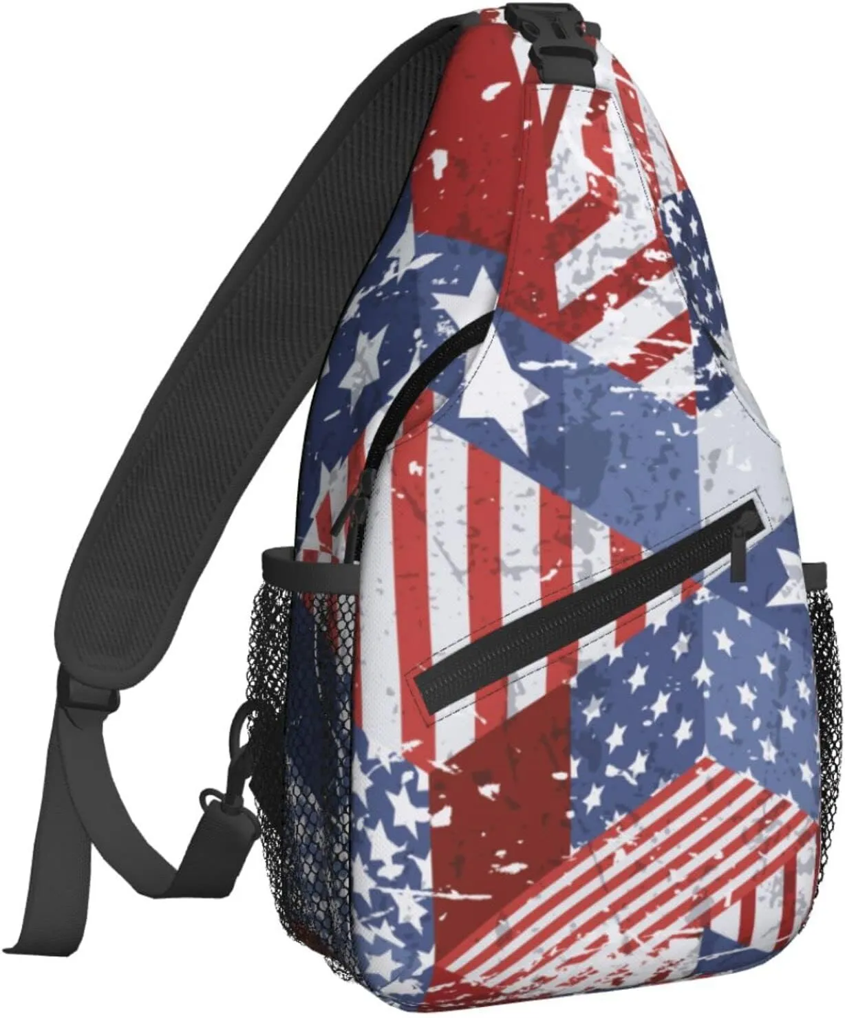 Watercolor USA Flag Sling Bag for Women Crossbody Shoulder Bag Casual Daypack Backpacks Men Chest Bag Gym Cycling Travel Hiking
