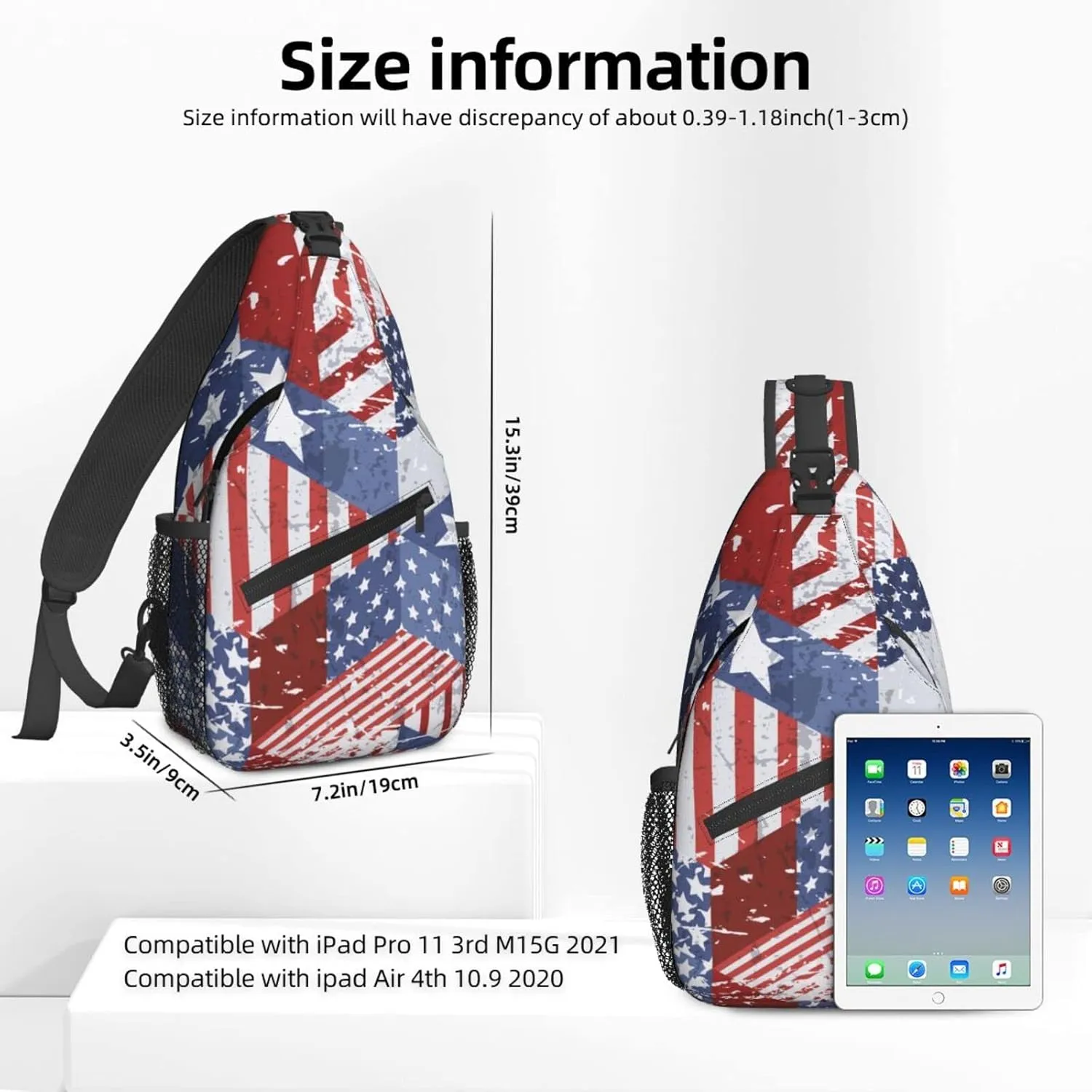 Watercolor USA Flag Sling Bag for Women Crossbody Shoulder Bag Casual Daypack Backpacks Men Chest Bag Gym Cycling Travel Hiking