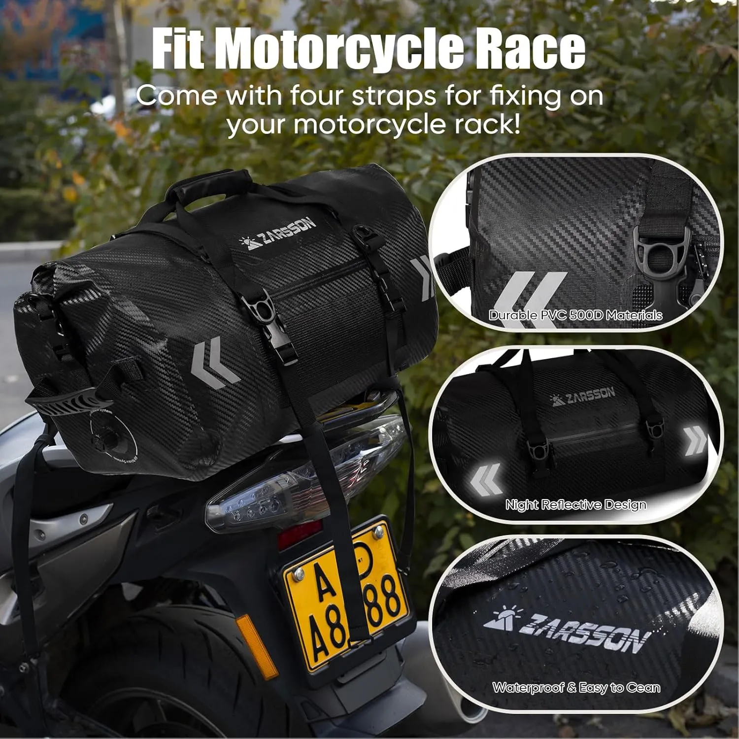 Waterproof Duffel Bag Large Dry Bags Waterproof Motorcycle Dry Bag 40L/66L for Travel Heavy Duty Roll Top with Zippered Pockets & Molle Loops Durable Straps and Handles for Kayaking Camping Boating