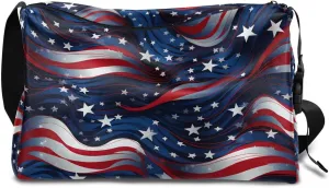 Weekend Bag America Patriotic Flag Patterns Lightweight Carry On Duffel Bag Waterproof Gym Bag Pu Leather Duffle Bag for Workout Travel Sport