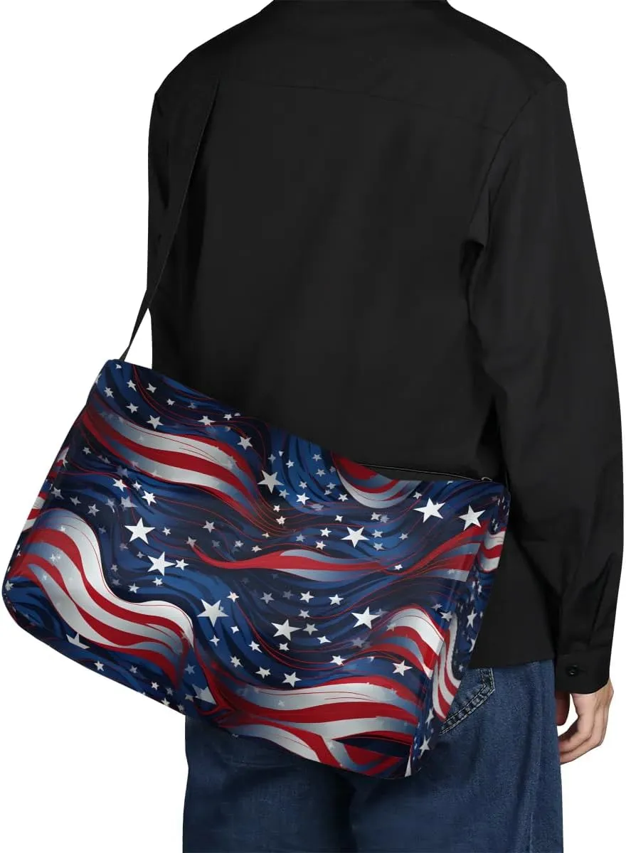 Weekend Bag America Patriotic Flag Patterns Lightweight Carry On Duffel Bag Waterproof Gym Bag Pu Leather Duffle Bag for Workout Travel Sport