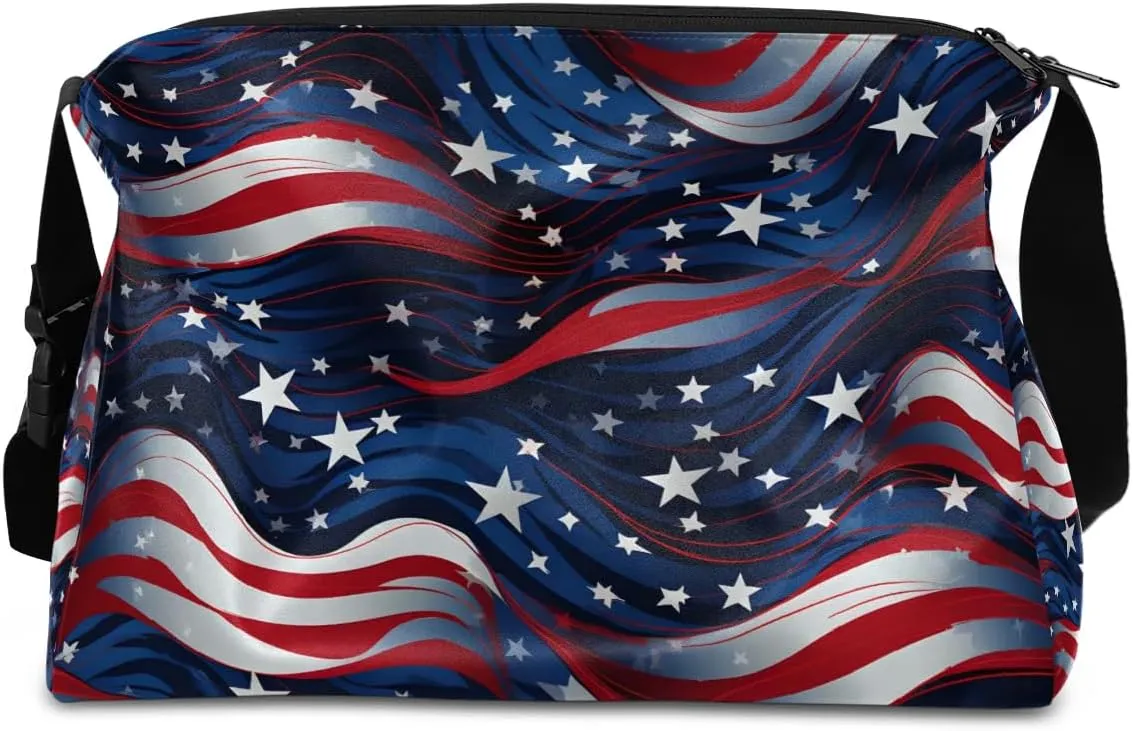 Weekend Bag America Patriotic Flag Patterns Lightweight Carry On Duffel Bag Waterproof Gym Bag Pu Leather Duffle Bag for Workout Travel Sport