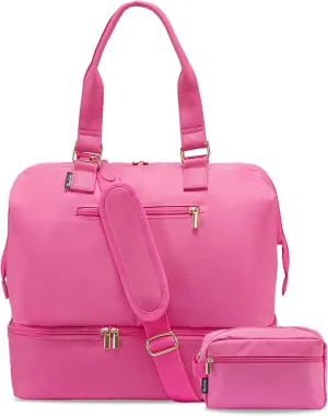 Weekender Bags for Women, Large Travel Duffel Bag with Shoes Compartment, Carry On Overnight Tote Bags with Toiletry Bags, Hospital Bags for Labor and Delivery