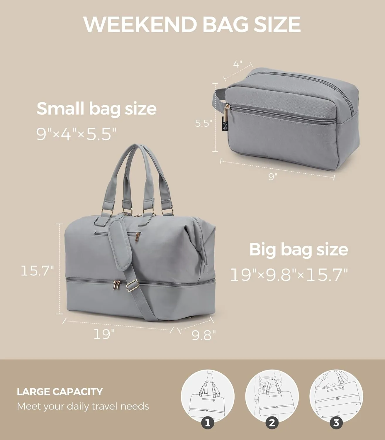 Weekender Bags for Women, Large Travel Duffel Bag with Shoes Compartment, Carry On Overnight Tote Bags with Toiletry Bags, Hospital Bags for Labor and Delivery