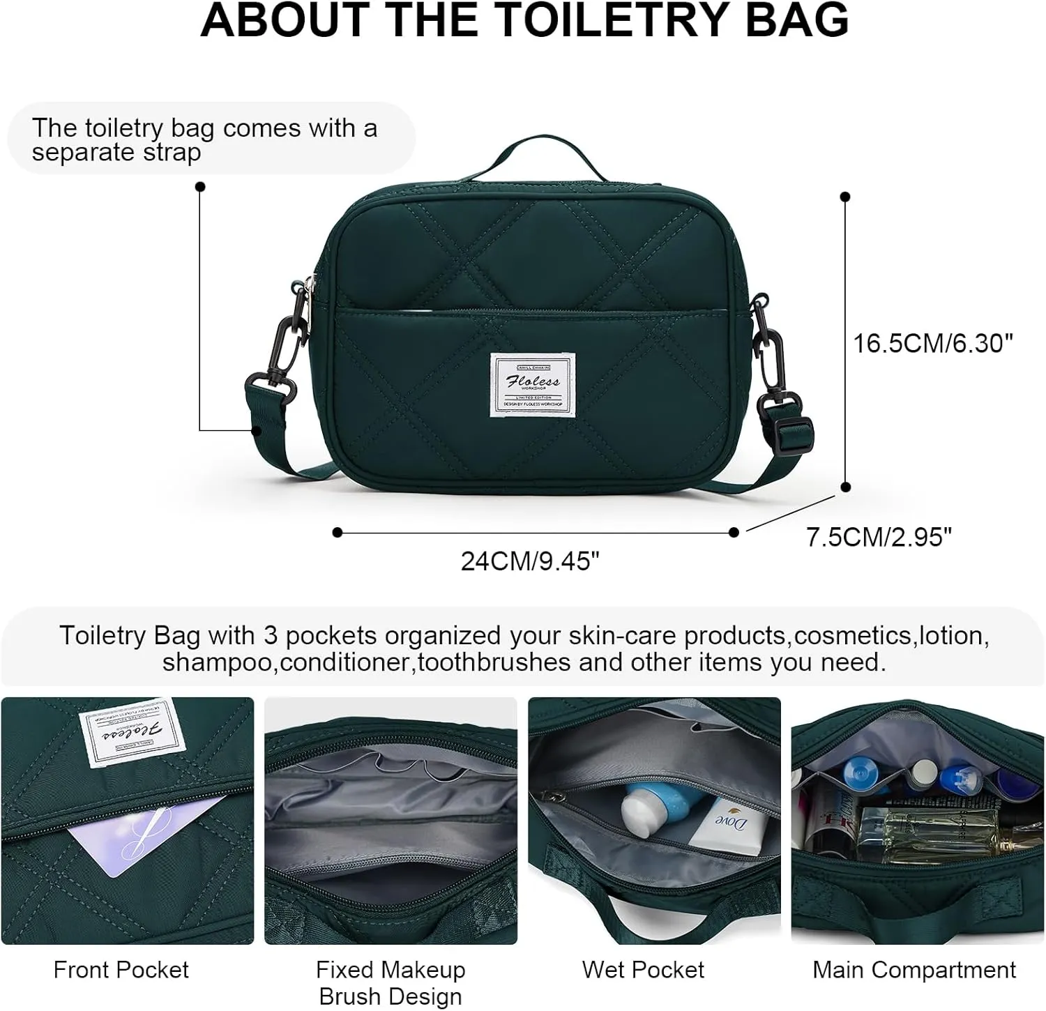 Weekender Bags for Women,Personal Item Travel Bag with Shoes Compartment,Overnight Travel Duffel Bag with Quilted Toiletry Bag,Peacock Blue