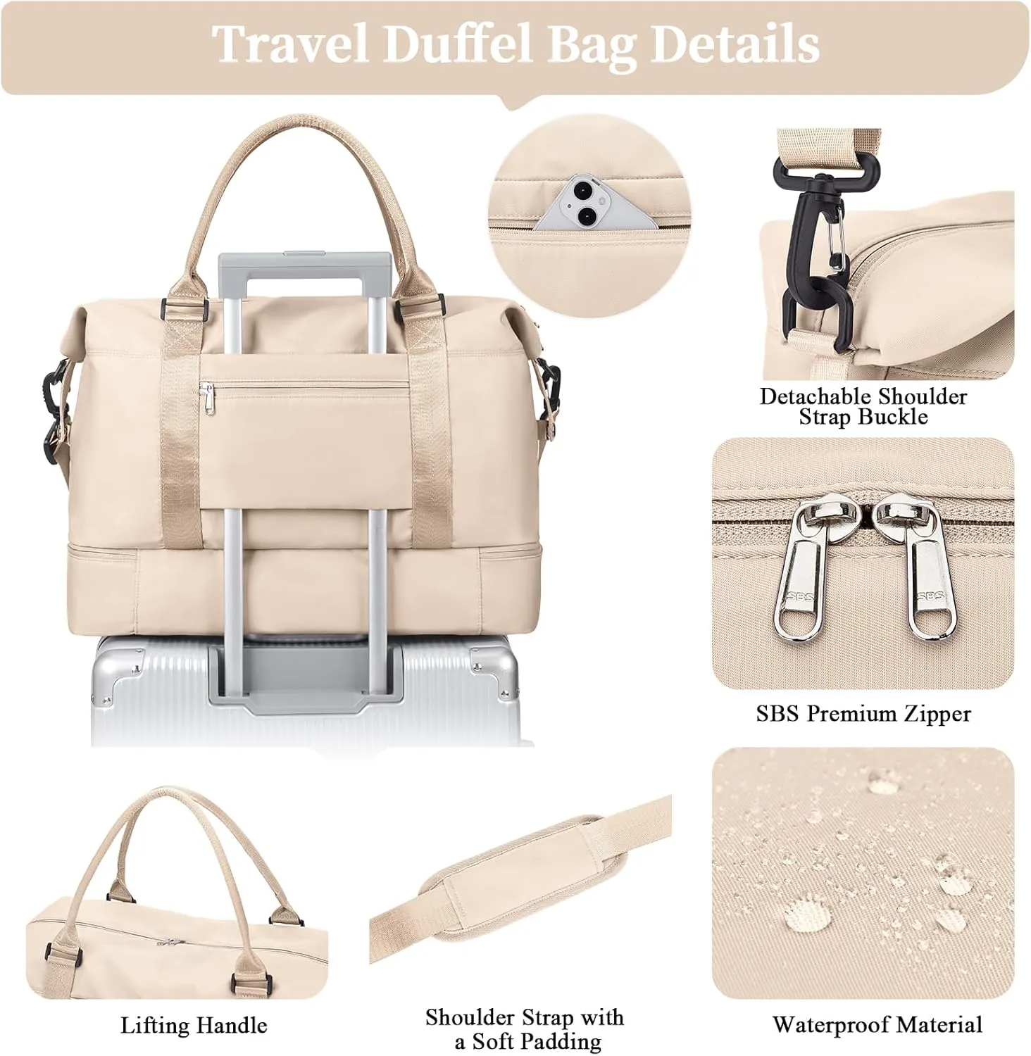 Weekender Bags for Women,Personal Item Travel Bag with Shoes Compartment,Overnight Travel Duffel Bag with Toiletry Bag
