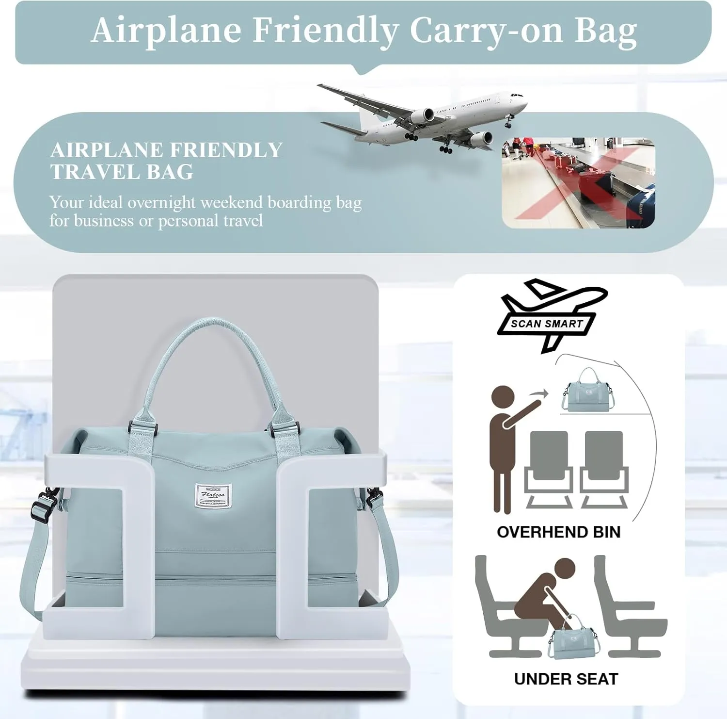 Weekender Bags for Women,Personal Item Travel Bag with Shoes Compartment,Overnight Travel Duffel Bag with Toiletry Bag