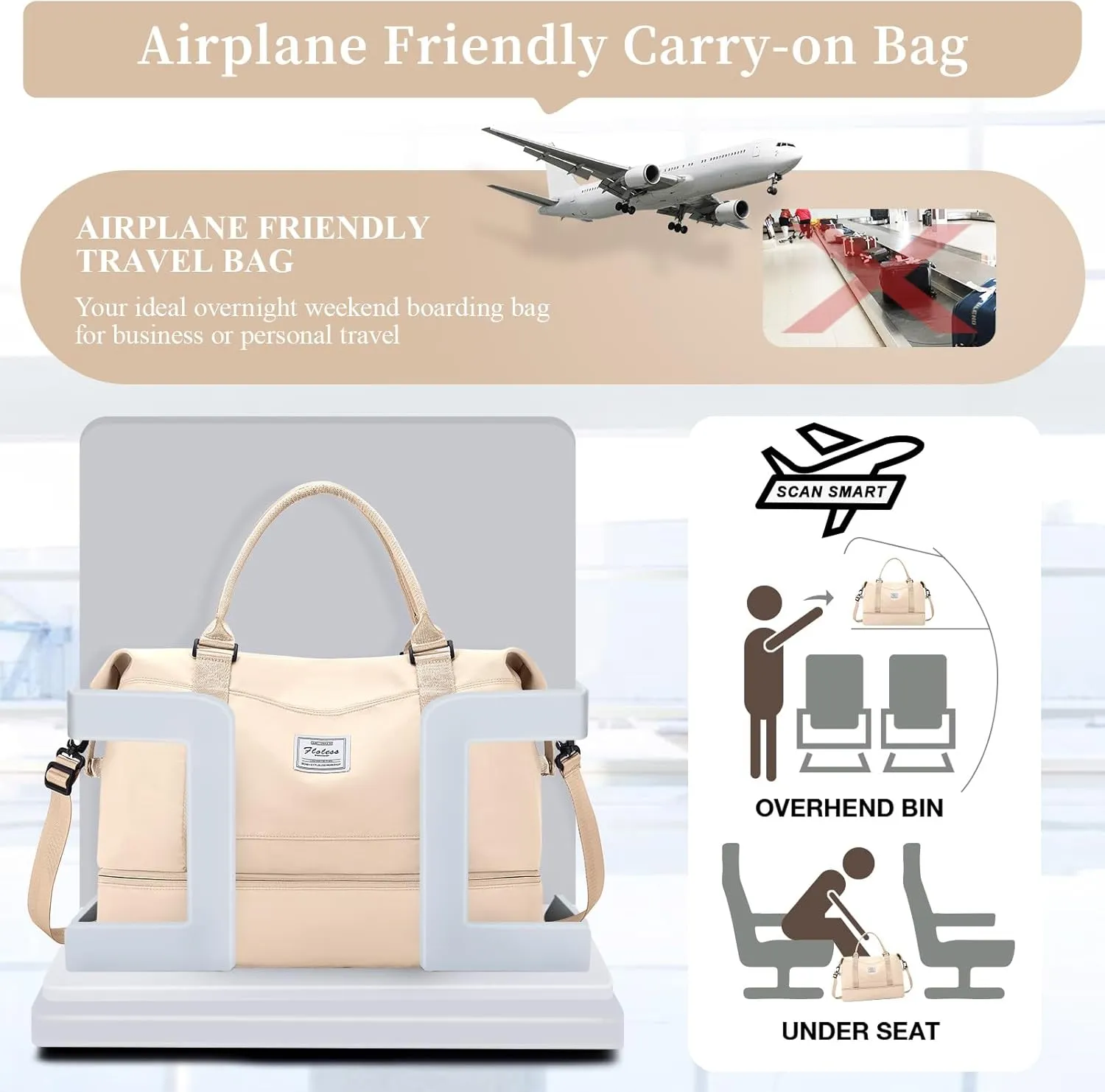 Weekender Bags for Women,Personal Item Travel Bag with Shoes Compartment,Overnight Travel Duffel Bag with Toiletry Bag