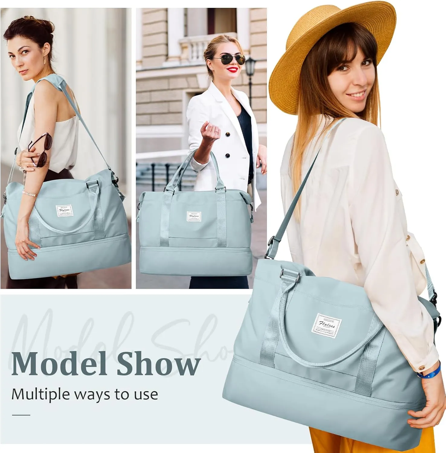 Weekender Bags for Women,Personal Item Travel Bag with Shoes Compartment,Overnight Travel Duffel Bag with Toiletry Bag
