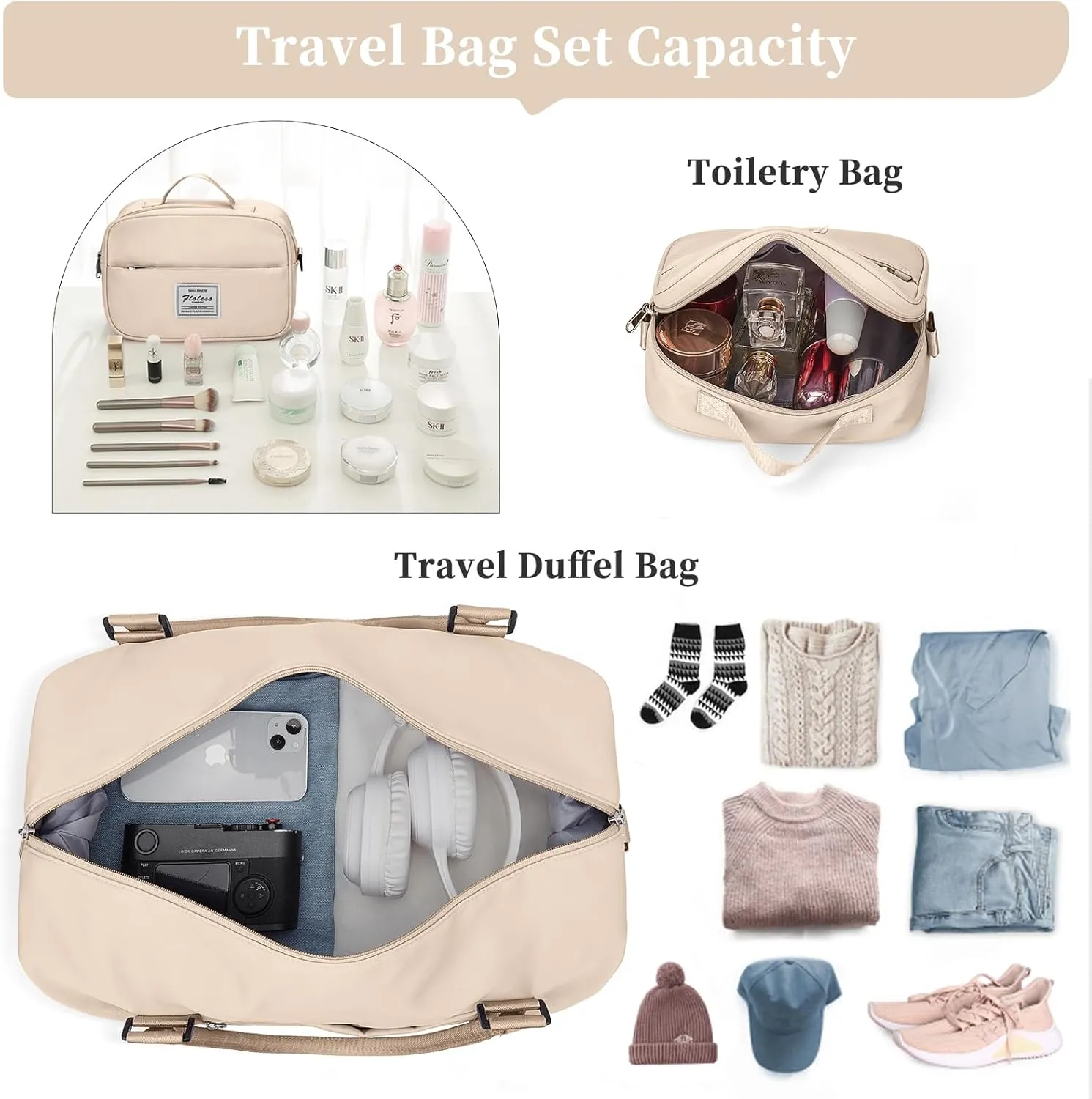 Weekender Bags for Women,Personal Item Travel Bag with Shoes Compartment,Overnight Travel Duffel Bag with Toiletry Bag