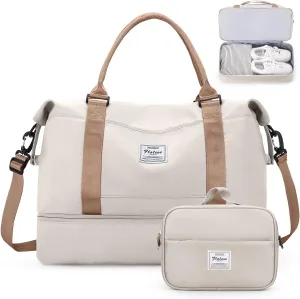 Weekender Bags for Women,Personal Item Travel Bag with Shoes Compartment,Overnight Travel Duffel Bag with Toiletry Bag,Medium