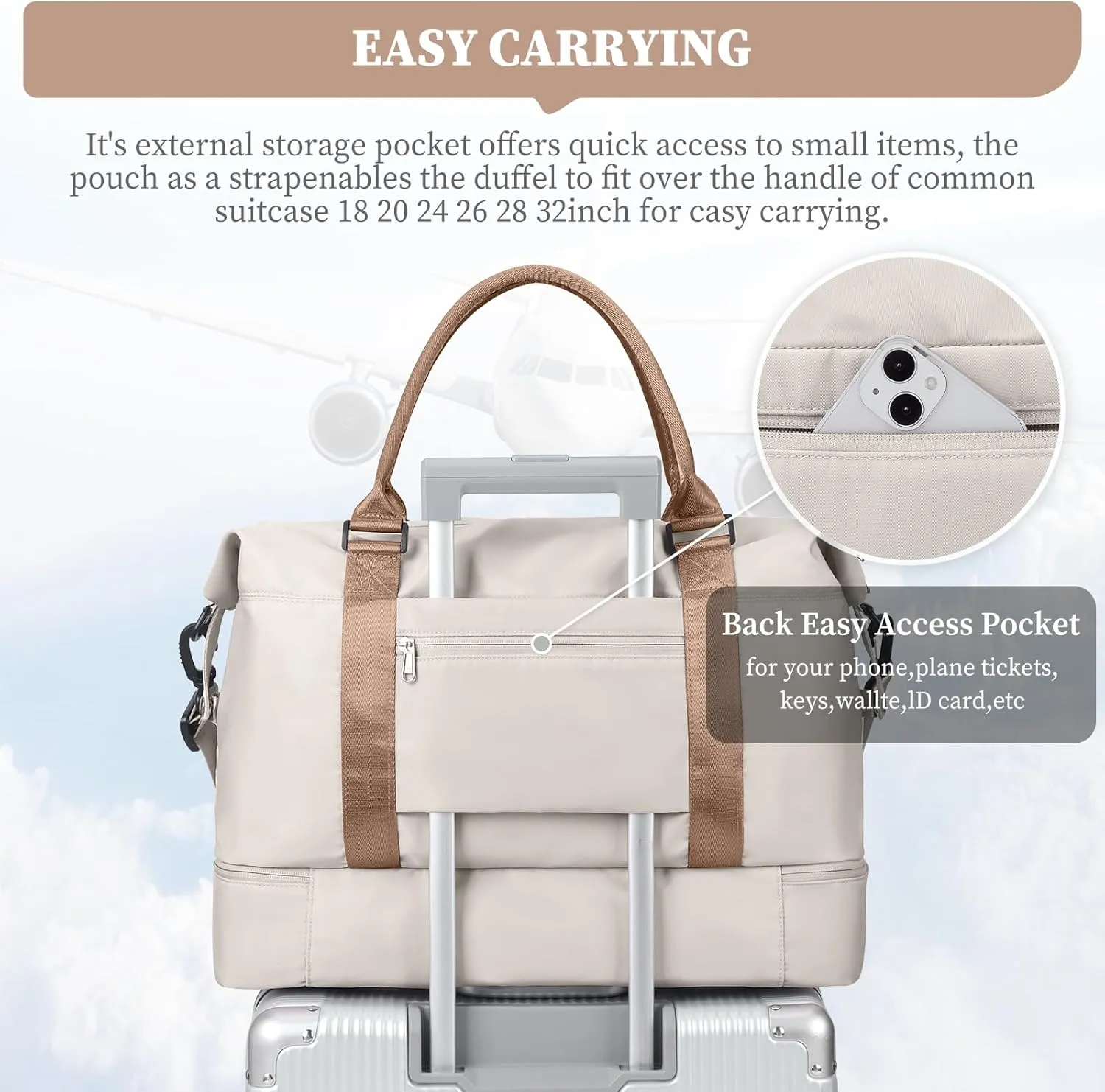 Weekender Bags for Women,Personal Item Travel Bag with Shoes Compartment,Overnight Travel Duffel Bag with Toiletry Bag,Medium