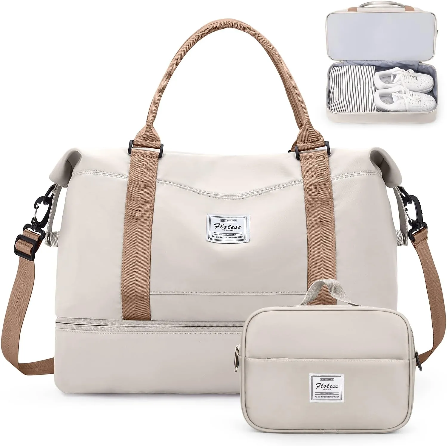 Weekender Bags for Women,Personal Item Travel Bag with Shoes Compartment,Overnight Travel Duffel Bag with Toiletry Bag,Medium