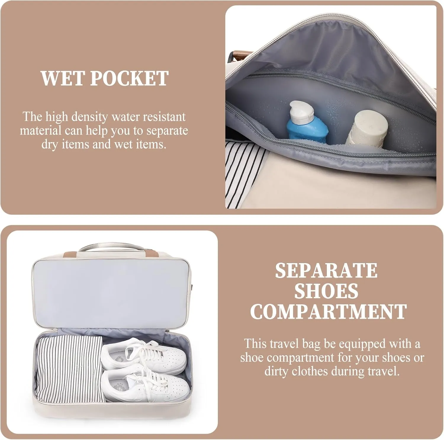 Weekender Bags for Women,Personal Item Travel Bag with Shoes Compartment,Overnight Travel Duffel Bag with Toiletry Bag,Medium