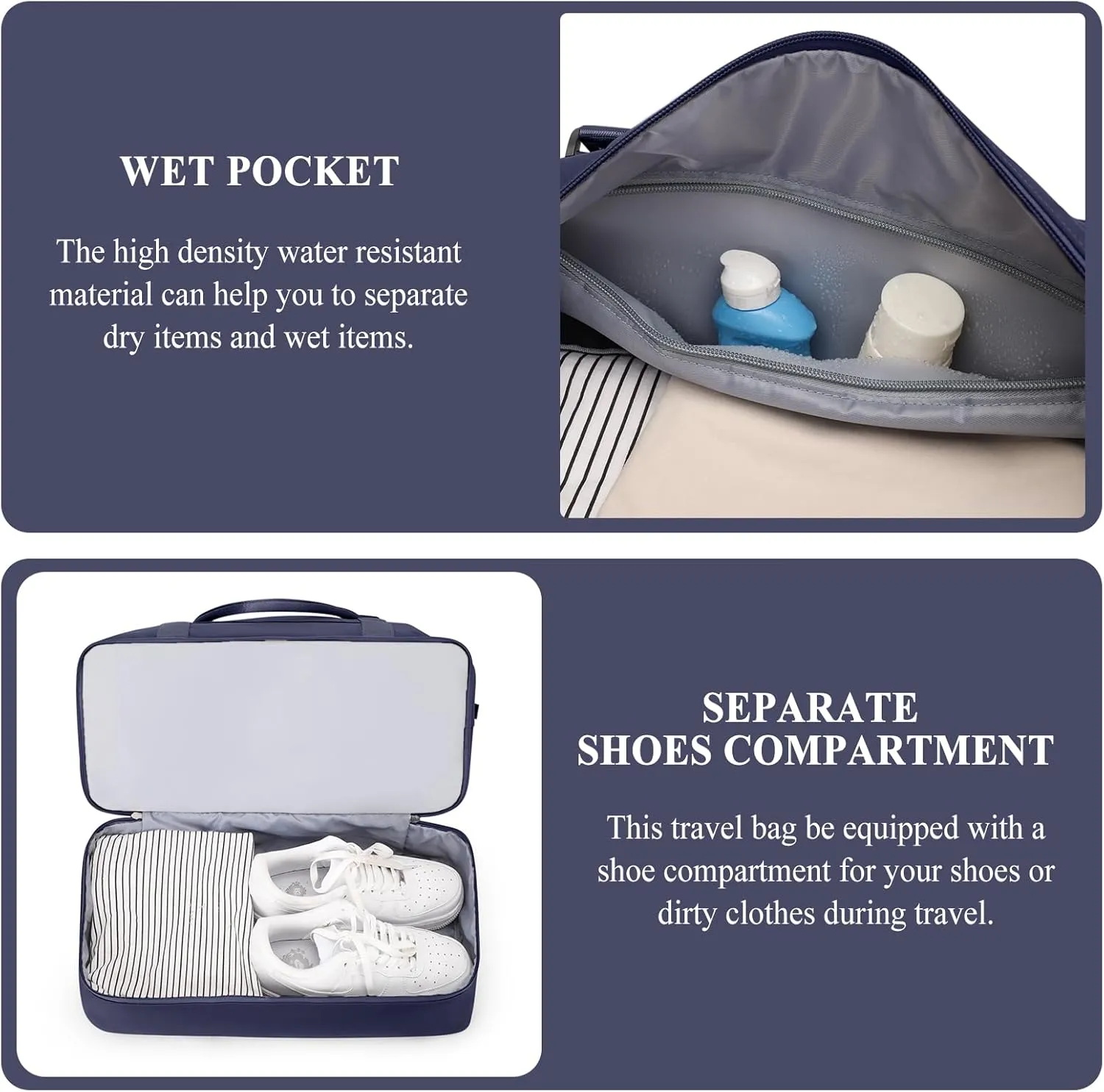 Weekender Bags for Women,Personal Item Travel Bag with Shoes Compartment,Overnight Travel Duffel Bag with Wet Pocket and Separate Toiletry Bag,Gym Bag