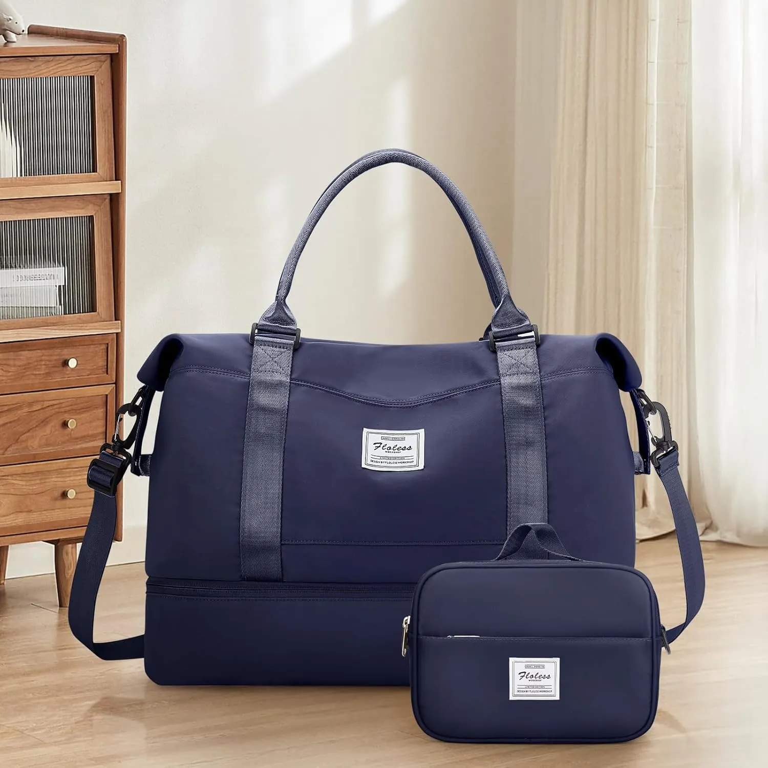 Weekender Bags for Women,Personal Item Travel Bag with Shoes Compartment,Overnight Travel Duffel Bag with Wet Pocket and Separate Toiletry Bag,Gym Bag