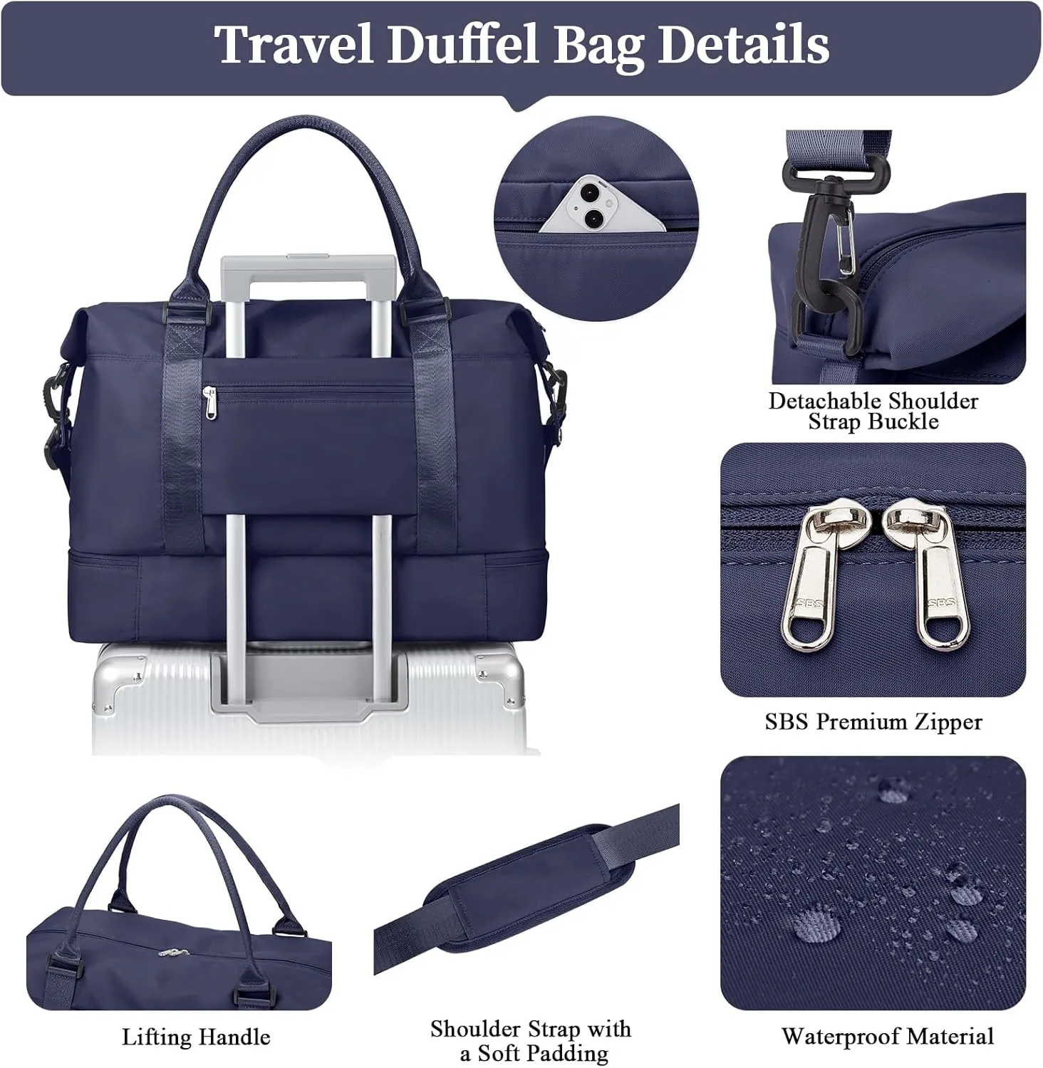 Weekender Bags for Women,Personal Item Travel Bag with Shoes Compartment,Overnight Travel Duffel Bag with Wet Pocket and Separate Toiletry Bag,Gym Bag