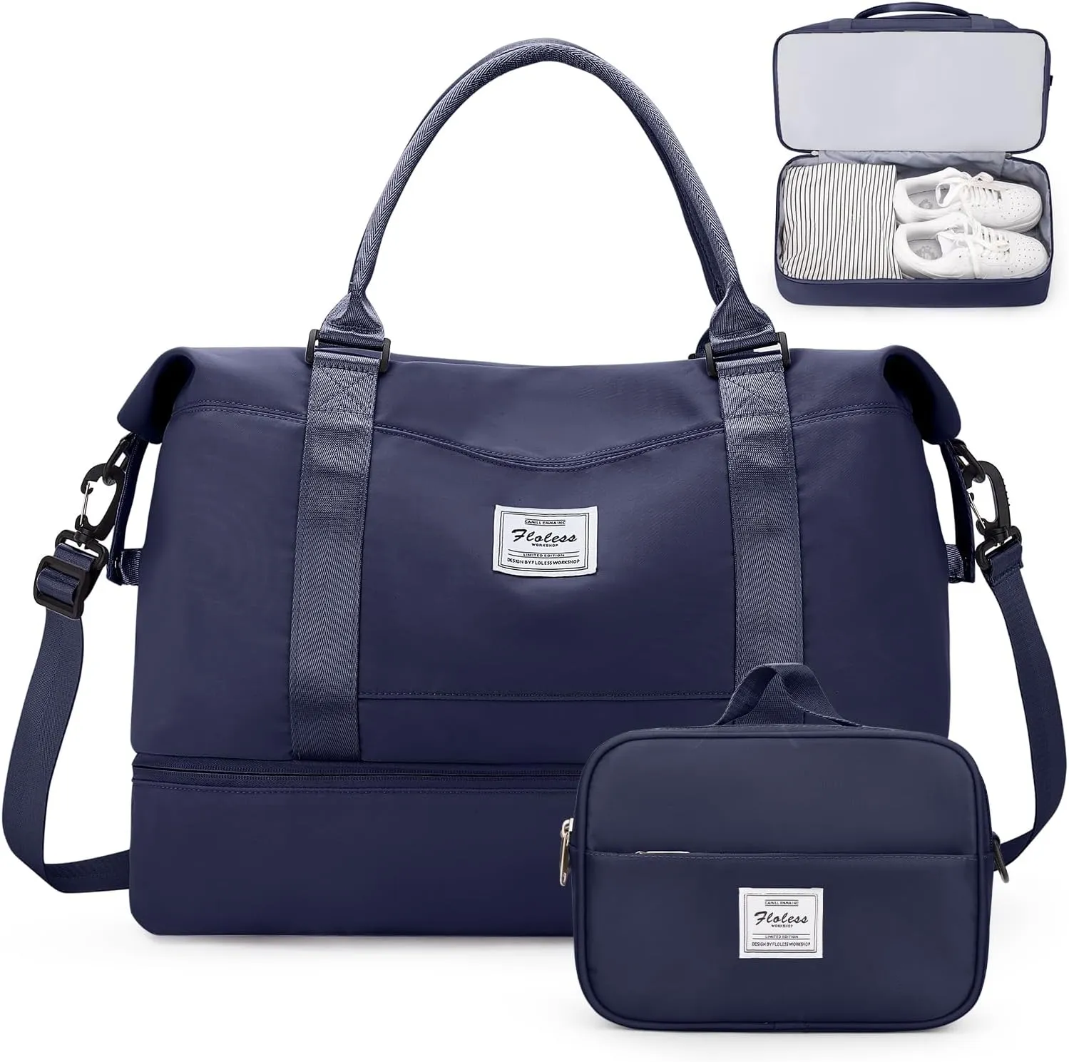 Weekender Bags for Women,Personal Item Travel Bag with Shoes Compartment,Overnight Travel Duffel Bag with Wet Pocket and Separate Toiletry Bag,Gym Bag