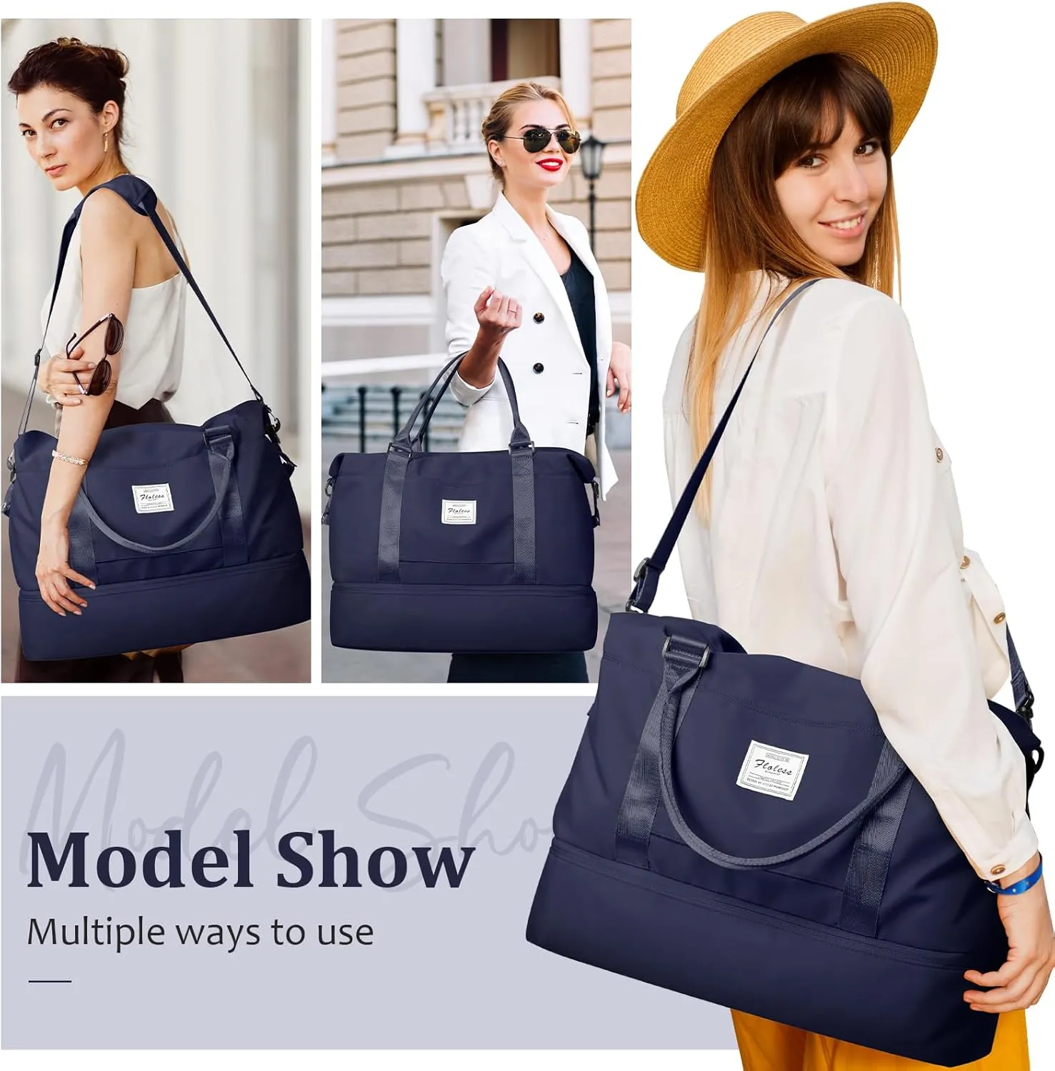 Weekender Bags for Women,Personal Item Travel Bag with Shoes Compartment,Overnight Travel Duffel Bag with Wet Pocket and Separate Toiletry Bag,Gym Bag