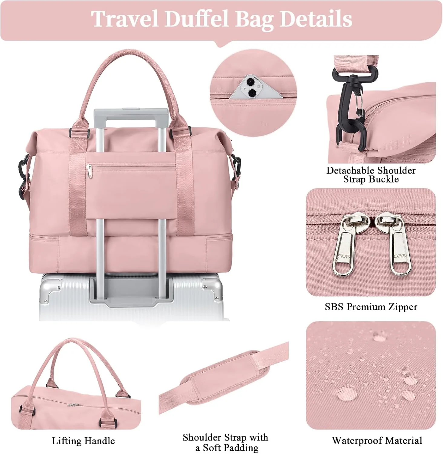 Weekender Bags for Women,Personal Item Travel Bag with Shoes Compartment,Overnight Travel Duffel Bag,Gym Bag,3 Pcs Set