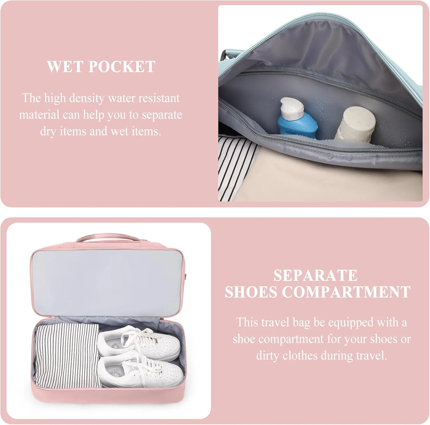 Weekender Bags for Women,Personal Item Travel Bag with Shoes Compartment,Overnight Travel Duffel Bag,Gym Bag,3 Pcs Set