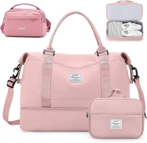 Weekender Bags for Women,Personal Item Travel Bag with Shoes Compartment,Overnight Travel Duffel Bag,Gym Bag,3 Pcs Set