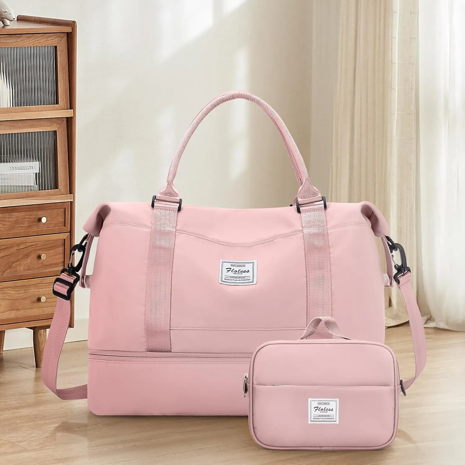 Weekender Bags for Women,Personal Item Travel Bag with Shoes Compartment,Overnight Travel Duffel Bag,Gym Bag,3 Pcs Set