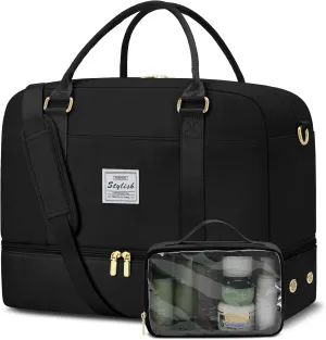 Weekender Travel Duffle Bag for Women: Overnight Bags with Shoe Compartment Carry on Bags for Airplanes with Toiletry Bag Weekend Gym Yoga Bag with Wet Pocket