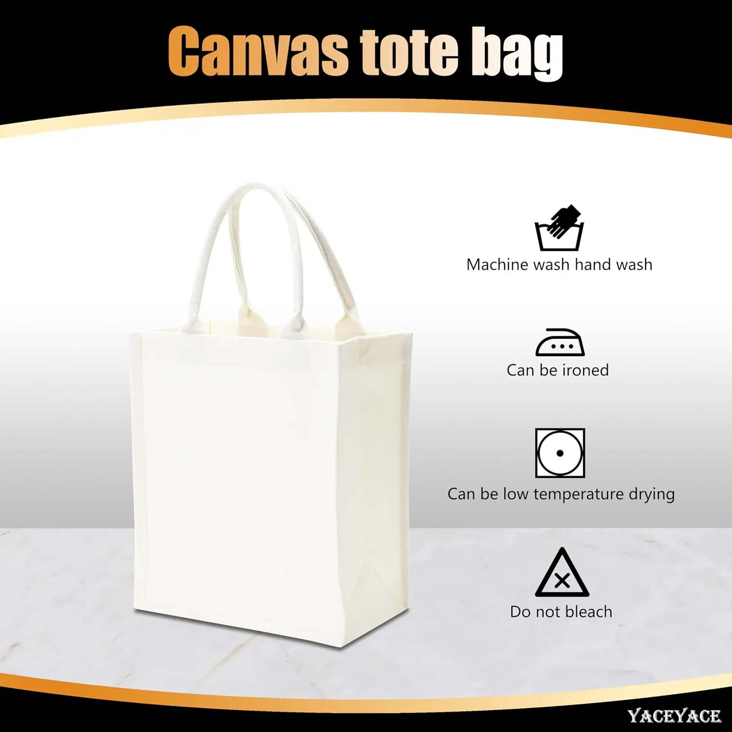 White Canvas Tote Bags - 12"x6"x10" Bulk Reusable Totes for Travel, Crafts, Work, Beach