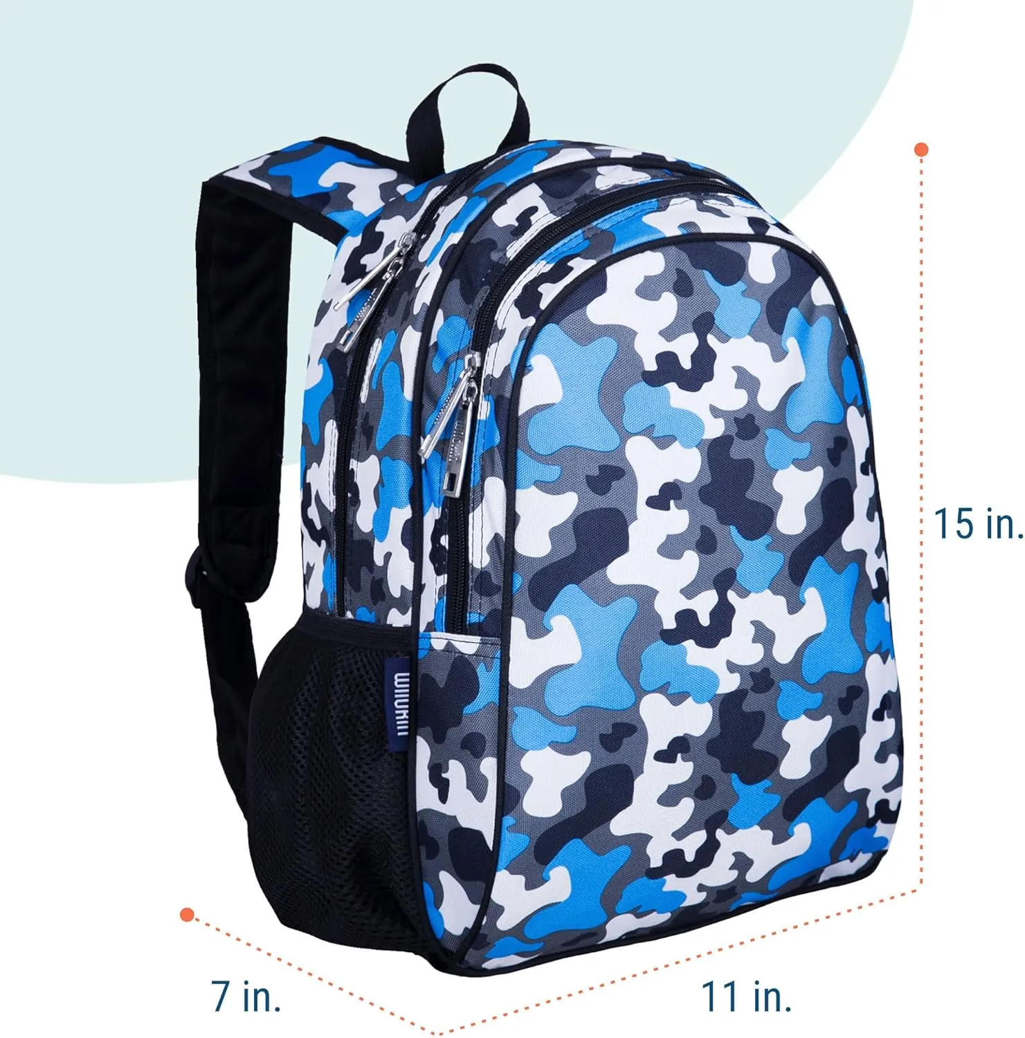 Wildkin 15-inch Kids Backpack – Durable, Padded, Adjustable for School & Travel - Blue Camo