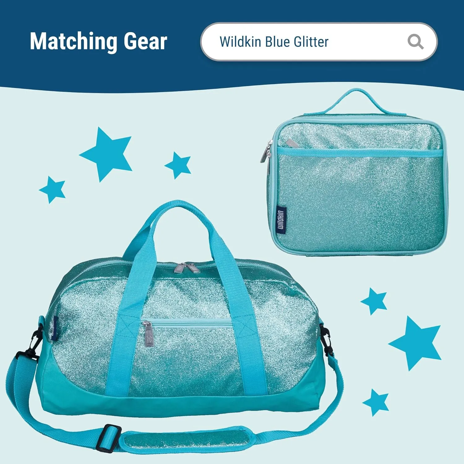 Wildkin 15-inch Kids Backpack – Durable, Padded, Adjustable for School & Travel (Blue Glitter)