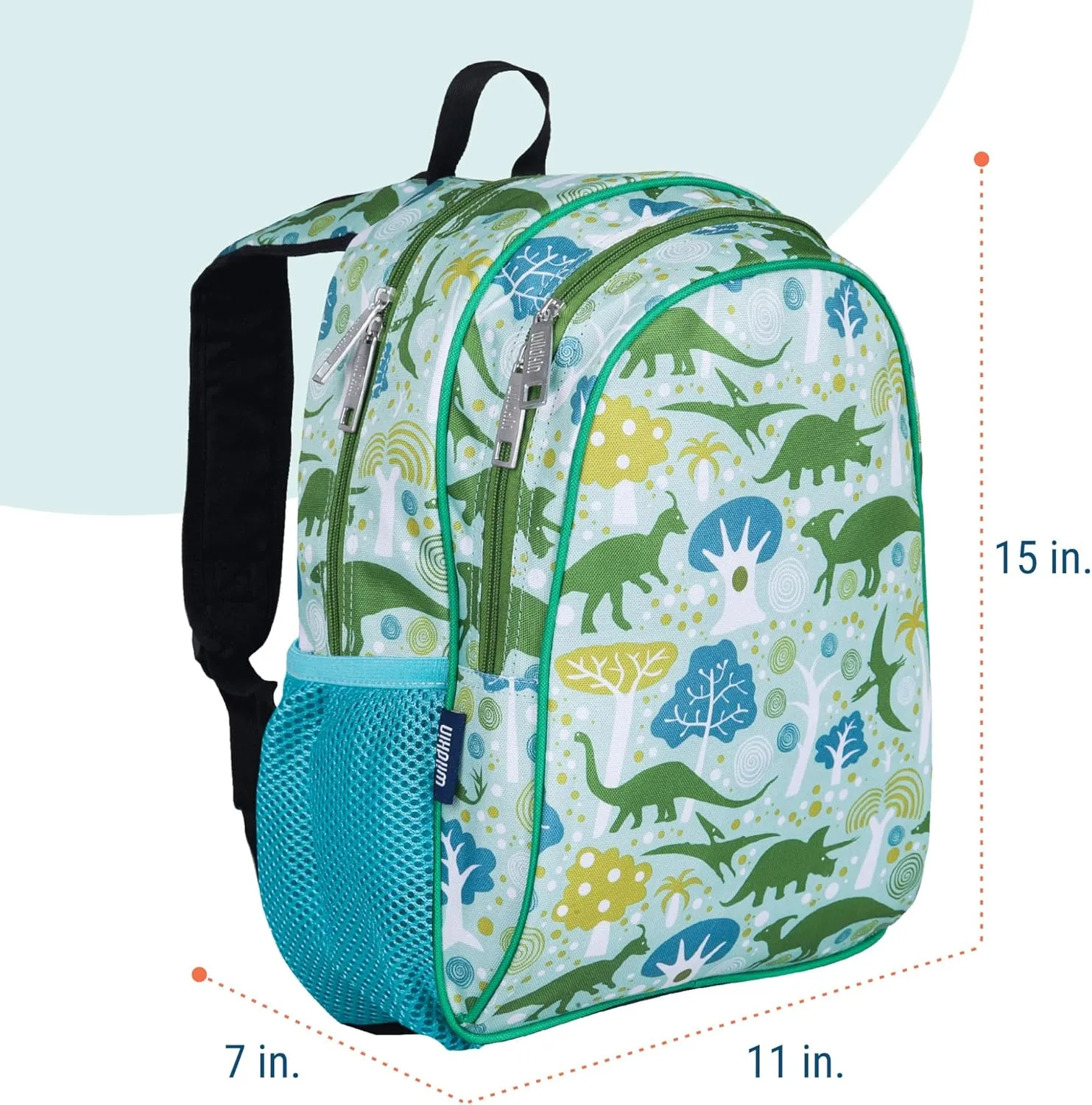 Wildkin 15-inch Kids Backpack – Durable, Padded, Adjustable for School & Travel - Dinomite Dinosaurs