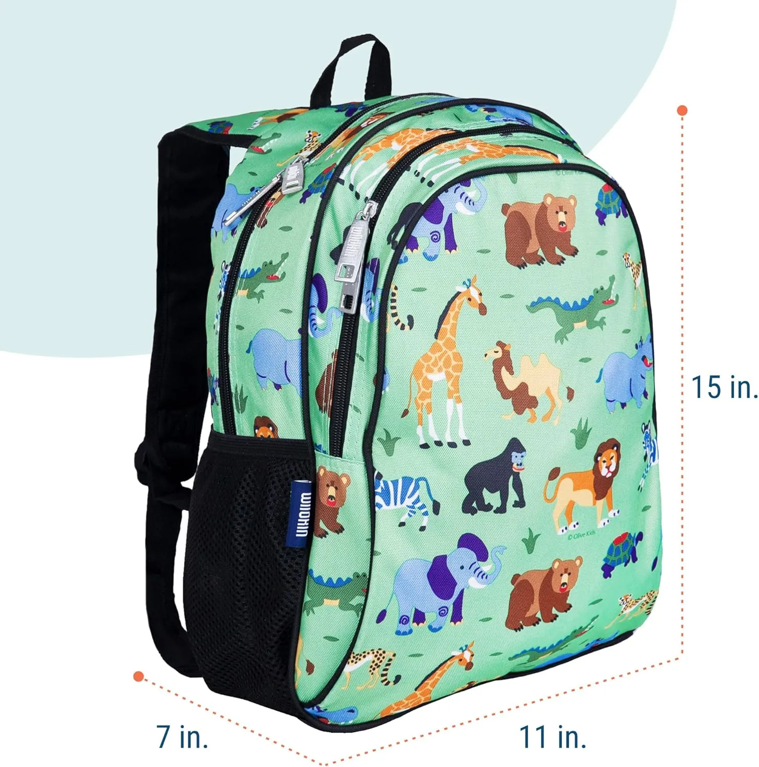 Wildkin 15-inch Kids Backpack – Durable, Padded, Adjustable for School & Travel - Wild Animals
