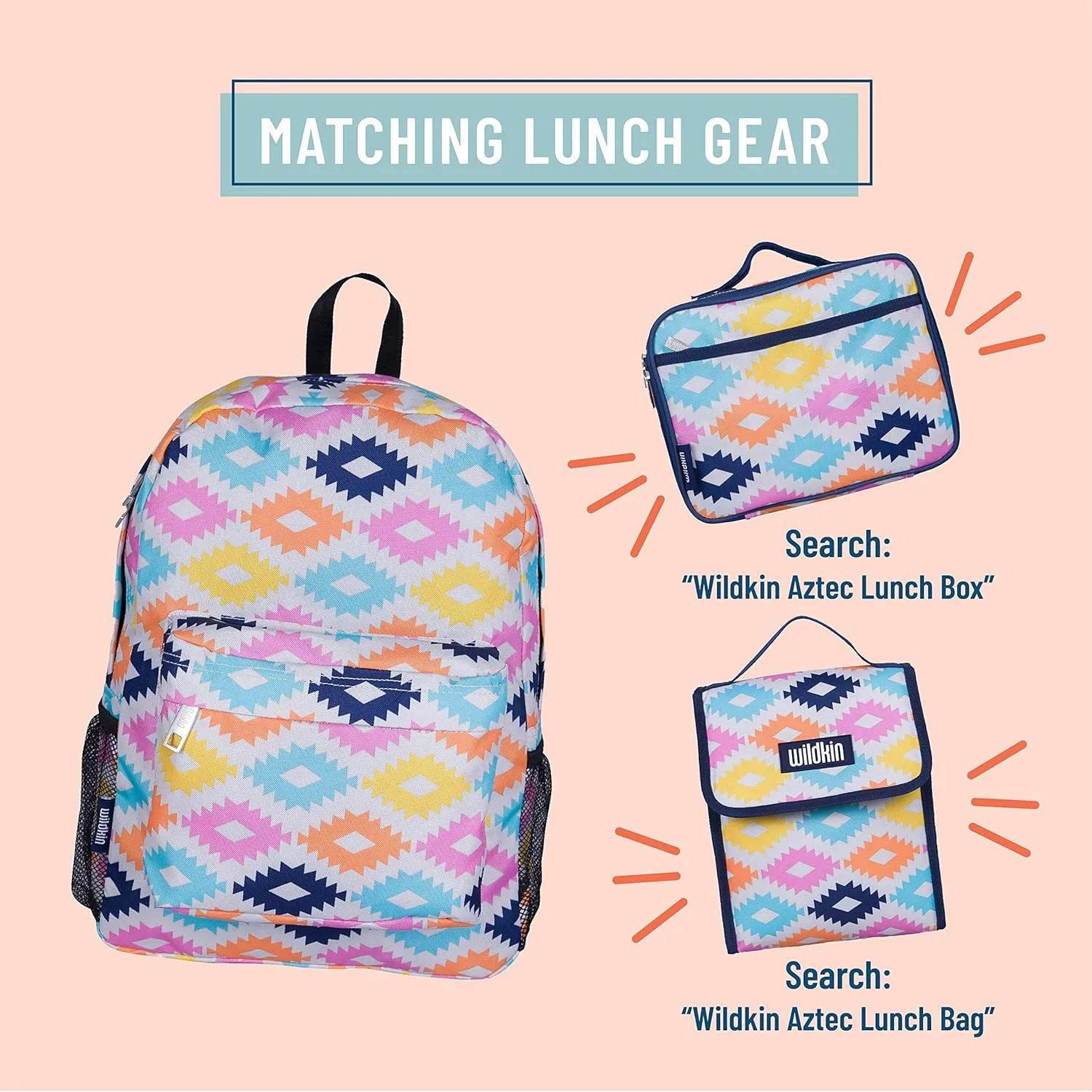 Wildkin 16-inch Kids Backpack – Durable, Padded & Spacious School Bag for Boys & Girls - Aztec