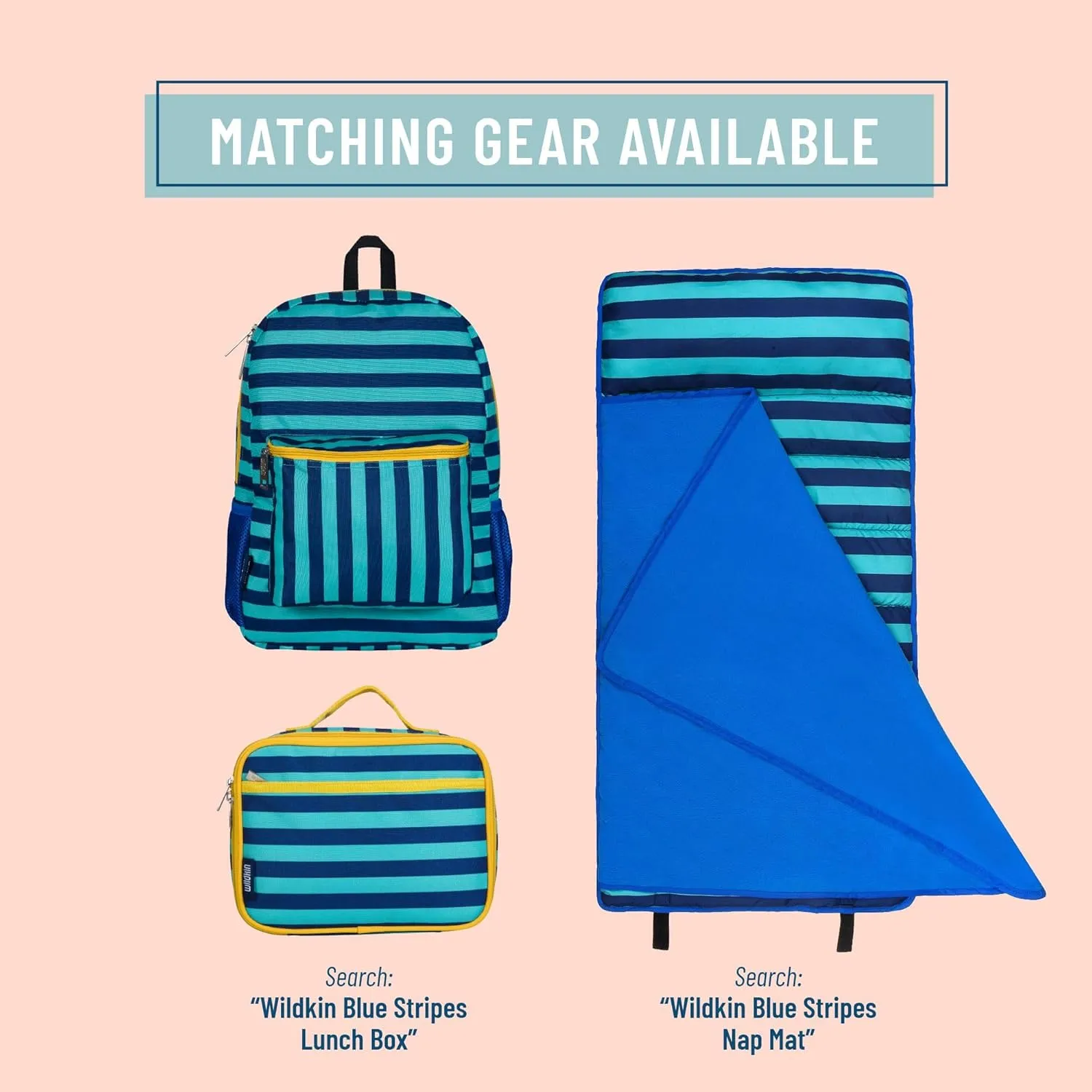 Wildkin 16-inch Kids Backpack – Durable, Padded & Spacious School Bag for Boys & Girls - Blue Stripes