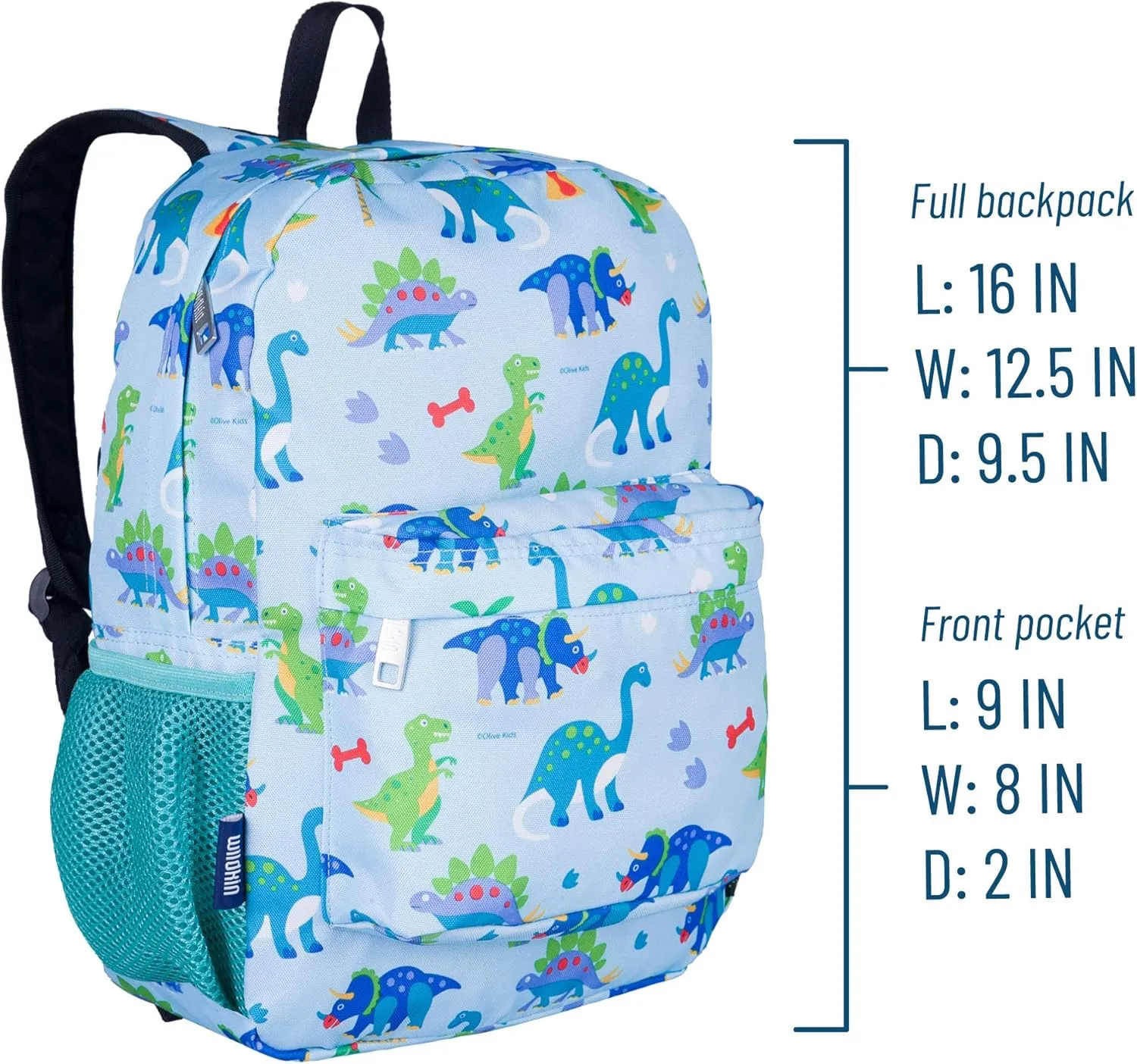 Wildkin 16-inch Kids Backpack – Durable, Padded & Spacious School Bag for Boys & Girls - Dinosaur Land