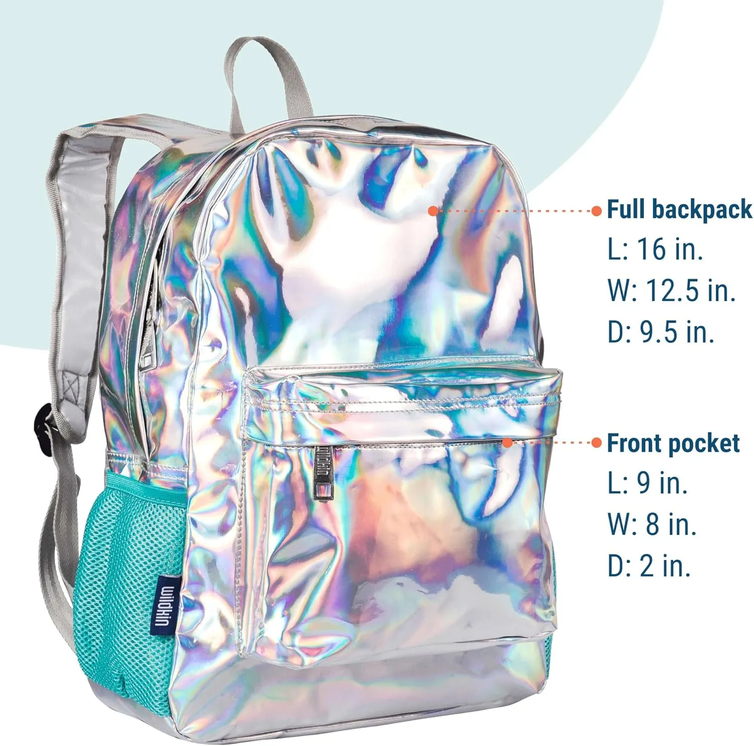 Wildkin 16-inch Kids Backpack – Durable, Padded & Spacious School Bag for Boys & Girls (Holographic)