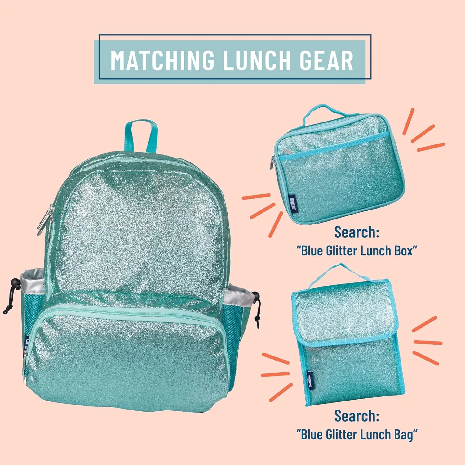 Wildkin 17-inch Kids Backpack – Durable, Lightweight School Bag for Boys & Girls - Blue Glitter