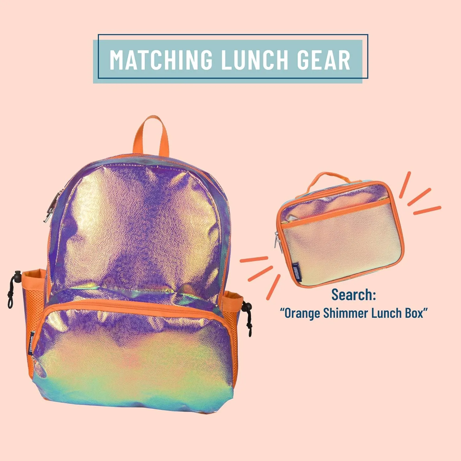 Wildkin 17-inch Kids Backpack – Durable, Lightweight School Bag for Boys & Girls - Orange Shimmer