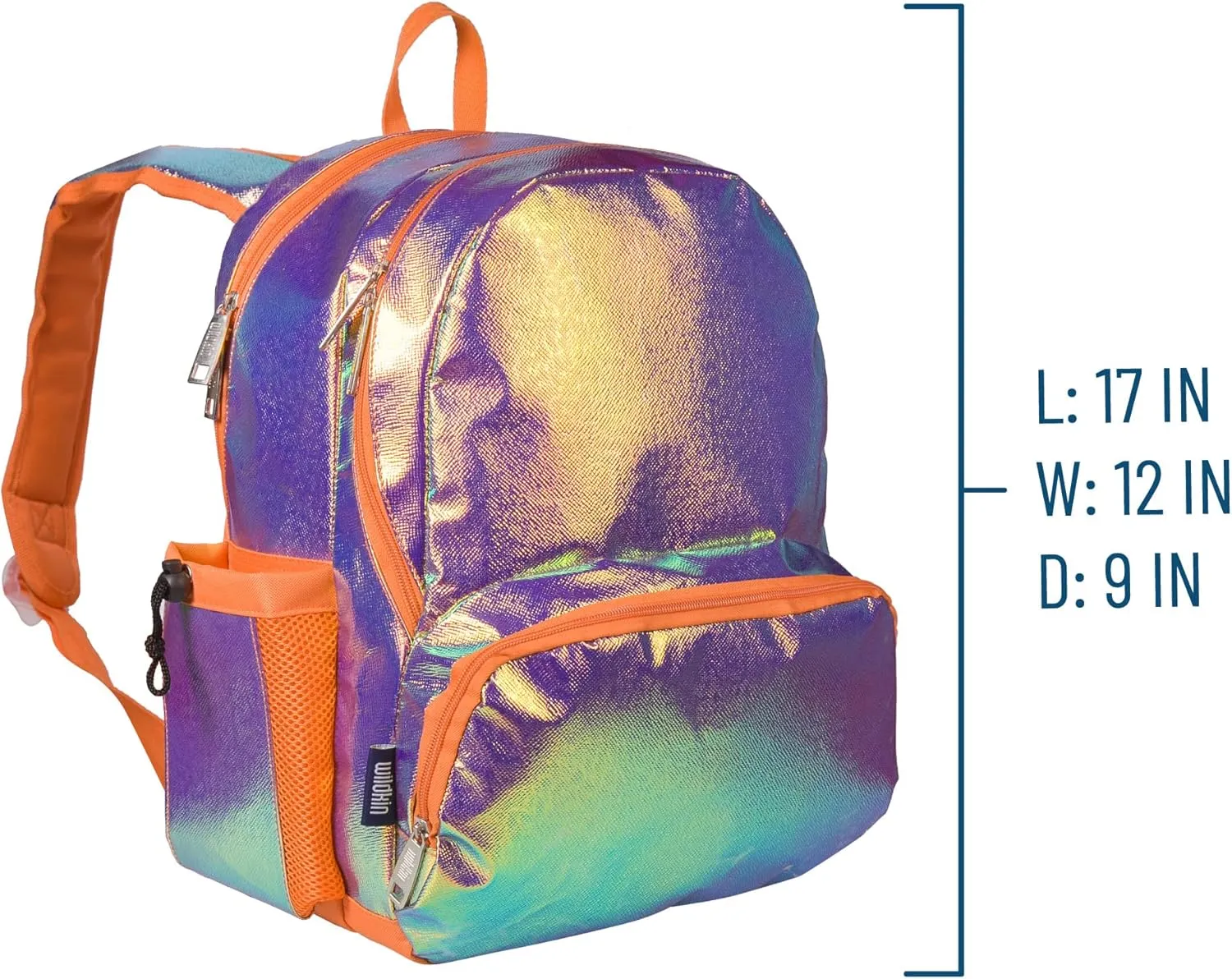 Wildkin 17-inch Kids Backpack – Durable, Lightweight School Bag for Boys & Girls - Orange Shimmer