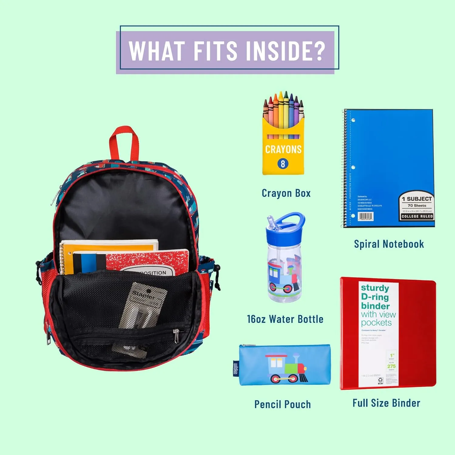 Wildkin 17-inch Kids Backpack – Durable, Lightweight School Bag for Boys & Girls - Transportation