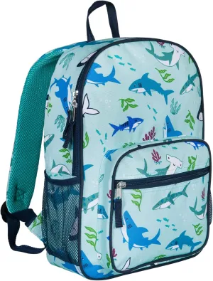 Wildkin Day2Day Kids Backpack – School & Travel Bag with Side Mesh Pocket - Shark Attack