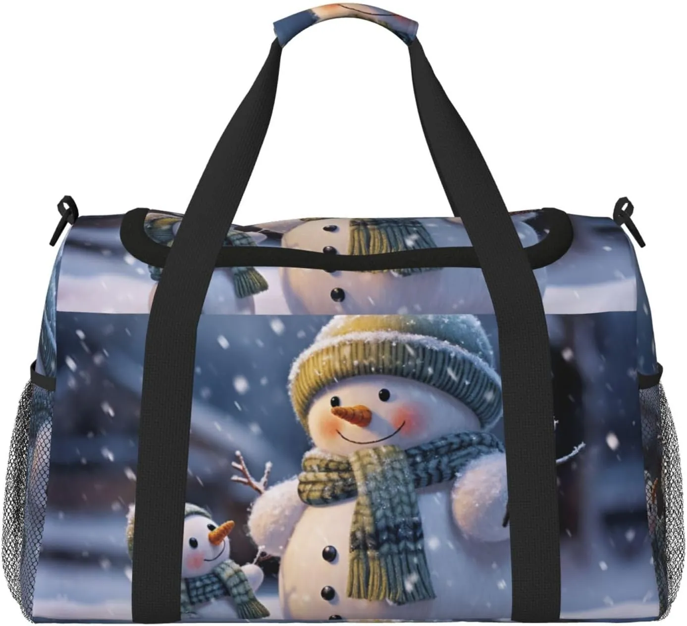 Winter Snowman Travel Duffel Bag Lightweight Waterproof Carry On Tote Bag Foldable Weekender Overnight Bags Sport Gym Bag For Women Men