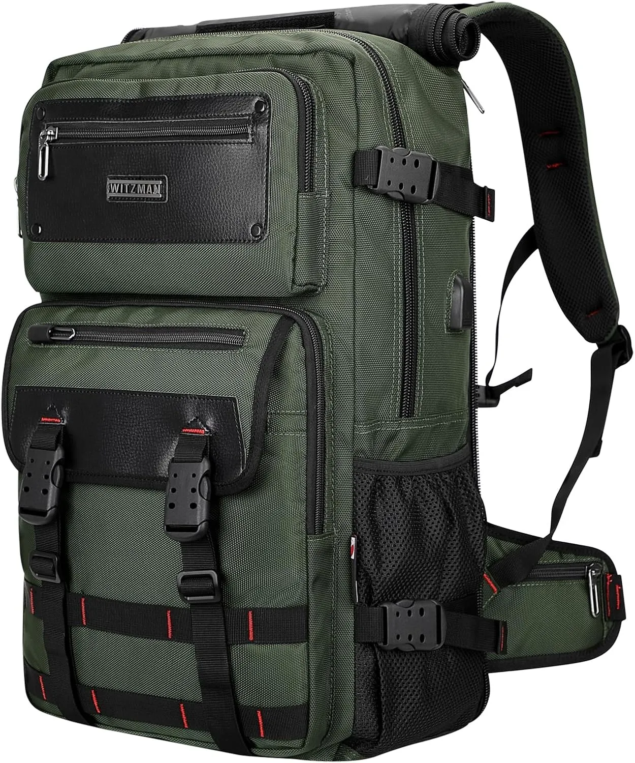 WITZMAN Carry On Travel Backpack for Men Duffle Bags Fit 17 Inch Laptop Airline Approved Laptop Backpack(B685 Army Green)