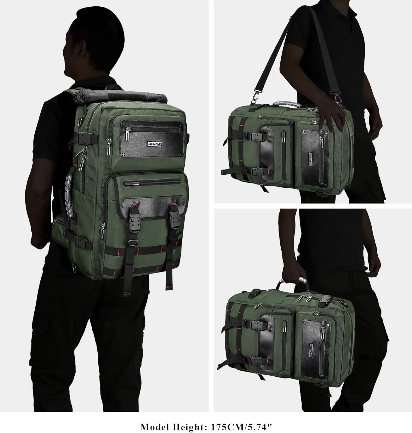 WITZMAN Carry On Travel Backpack for Men Duffle Bags Fit 17 Inch Laptop Airline Approved Laptop Backpack(B685 Army Green)