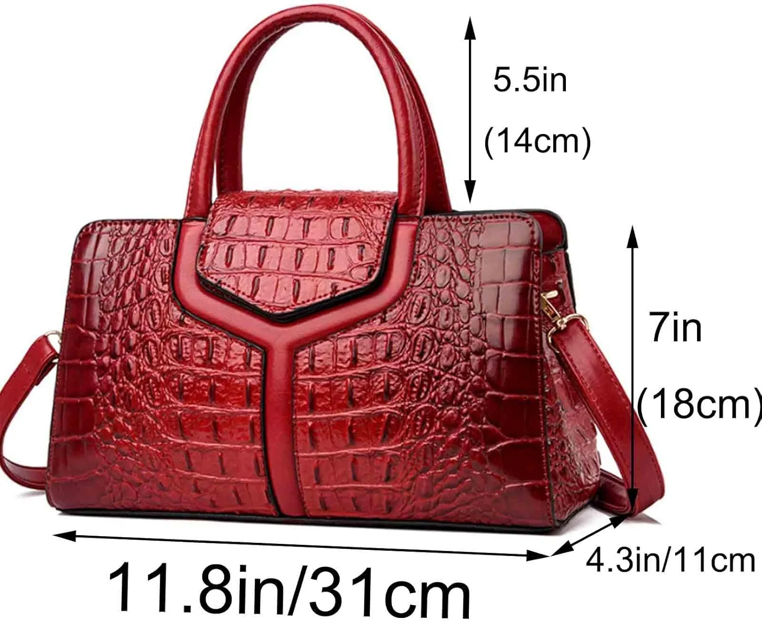 Women Elegant Purses and Handbags Crocodile Pattern Top Handle Satchel PU Leather Crossbody Shoulder Bags